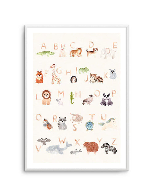 Animal Alphabet Art Print-PRINT-Olive et Oriel-Olive et Oriel-A5 | 5.8" x 8.3" | 14.8 x 21cm-Unframed Art Print-With White Border-Buy-Australian-Art-Prints-Online-with-Olive-et-Oriel-Your-Artwork-Specialists-Austrailia-Decorate-With-Coastal-Photo-Wall-Art-Prints-From-Our-Beach-House-Artwork-Collection-Fine-Poster-and-Framed-Artwork