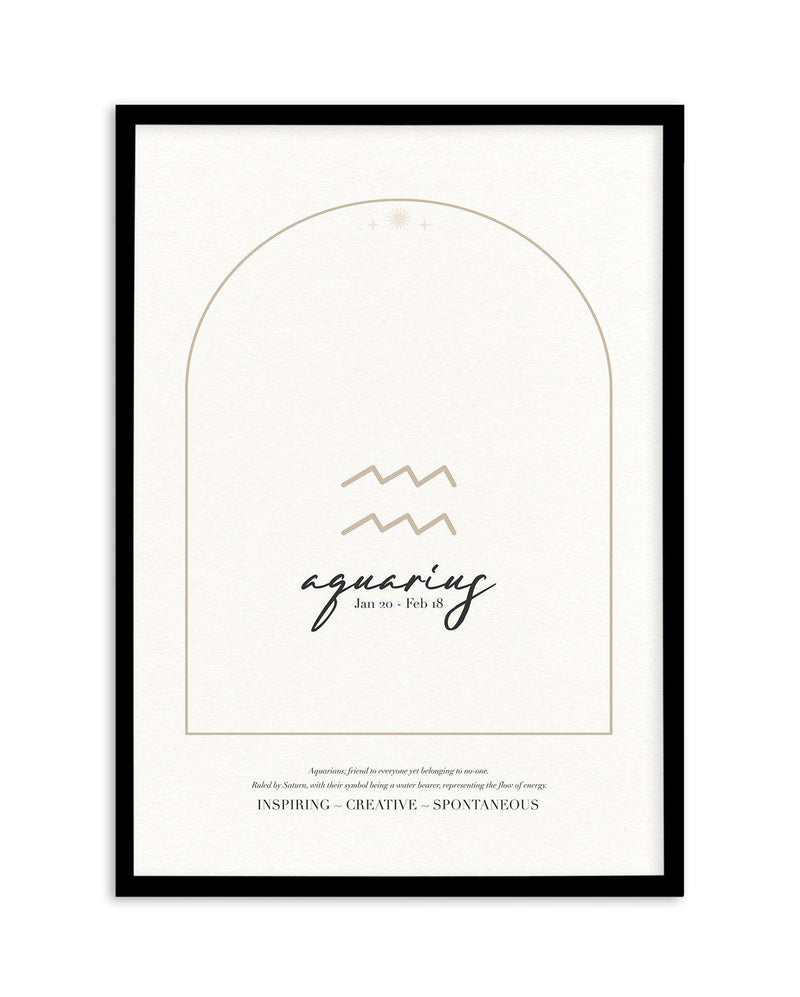 Aquarius Star Sign Art Print-PRINT-Olive et Oriel-Olive et Oriel-A4 | 8.3" x 11.7" | 21 x 29.7cm-Black-With White Border-Buy-Australian-Art-Prints-Online-with-Olive-et-Oriel-Your-Artwork-Specialists-Austrailia-Decorate-With-Coastal-Photo-Wall-Art-Prints-From-Our-Beach-House-Artwork-Collection-Fine-Poster-and-Framed-Artwork