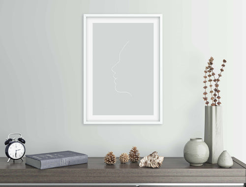 Face On Grey | Line Art Art Print-PRINT-Olive et Oriel-Olive et Oriel-Buy-Australian-Art-Prints-Online-with-Olive-et-Oriel-Your-Artwork-Specialists-Austrailia-Decorate-With-Coastal-Photo-Wall-Art-Prints-From-Our-Beach-House-Artwork-Collection-Fine-Poster-and-Framed-Artwork