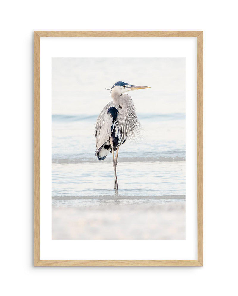 Heron No I Art Print-PRINT-Olive et Oriel-Olive et Oriel-A5 | 5.8" x 8.3" | 14.8 x 21cm-Oak-With White Border-Buy-Australian-Art-Prints-Online-with-Olive-et-Oriel-Your-Artwork-Specialists-Austrailia-Decorate-With-Coastal-Photo-Wall-Art-Prints-From-Our-Beach-House-Artwork-Collection-Fine-Poster-and-Framed-Artwork