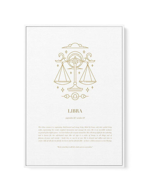 Libra | Celestial Zodiac | Framed Canvas-CANVAS-You can shop wall art online with Olive et Oriel for everything from abstract art to fun kids wall art. Our beautiful modern art prints and canvas art are available from large canvas prints to wall art paintings and our proudly Australian artwork collection offers only the highest quality framed large wall art and canvas art Australia - You can buy fashion photography prints or Hampton print posters and paintings on canvas from Olive et Oriel and h