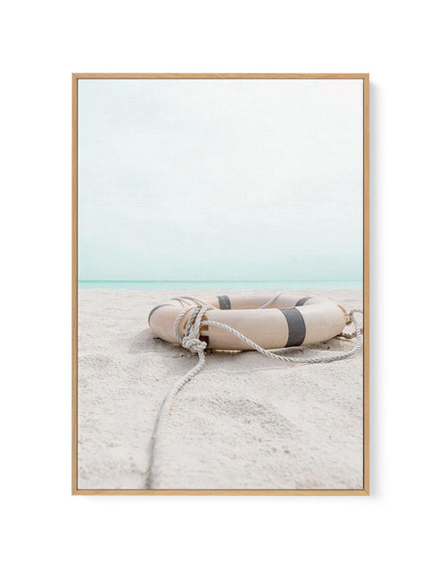 Lifebuoy on the Beach | Framed Canvas-CANVAS-You can shop wall art online with Olive et Oriel for everything from abstract art to fun kids wall art. Our beautiful modern art prints and canvas art are available from large canvas prints to wall art paintings and our proudly Australian artwork collection offers only the highest quality framed large wall art and canvas art Australia - You can buy fashion photography prints or Hampton print posters and paintings on canvas from Olive et Oriel and have