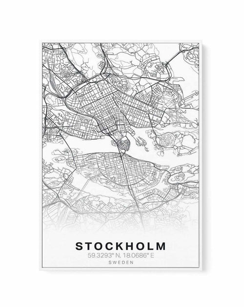 Line Art Map Of Stockholm | Framed Canvas-CANVAS-You can shop wall art online with Olive et Oriel for everything from abstract art to fun kids wall art. Our beautiful modern art prints and canvas art are available from large canvas prints to wall art paintings and our proudly Australian artwork collection offers only the highest quality framed large wall art and canvas art Australia - You can buy fashion photography prints or Hampton print posters and paintings on canvas from Olive et Oriel and 