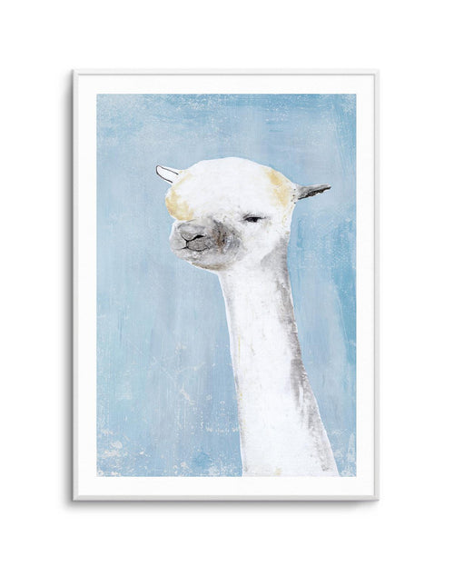 Llama on Blue II Art Print-PRINT-Olive et Oriel-PI Creative Contract 2-Buy-Australian-Art-Prints-Online-with-Olive-et-Oriel-Your-Artwork-Specialists-Austrailia-Decorate-With-Coastal-Photo-Wall-Art-Prints-From-Our-Beach-House-Artwork-Collection-Fine-Poster-and-Framed-Artwork