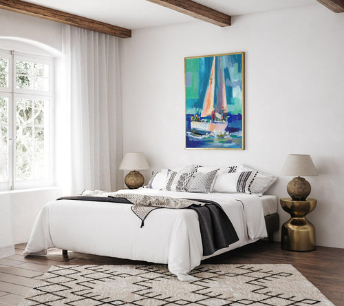 Sailboat by Jenny Westenhofer Art Print-PRINT-Olive et Oriel-Jenny Westenhofer-Buy-Australian-Art-Prints-Online-with-Olive-et-Oriel-Your-Artwork-Specialists-Austrailia-Decorate-With-Coastal-Photo-Wall-Art-Prints-From-Our-Beach-House-Artwork-Collection-Fine-Poster-and-Framed-Artwork