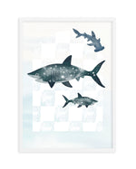 Sharks Art Print-PRINT-Olive et Oriel-Olive et Oriel-A5 | 5.8" x 8.3" | 14.8 x 21cm-White-With White Border-Buy-Australian-Art-Prints-Online-with-Olive-et-Oriel-Your-Artwork-Specialists-Austrailia-Decorate-With-Coastal-Photo-Wall-Art-Prints-From-Our-Beach-House-Artwork-Collection-Fine-Poster-and-Framed-Artwork