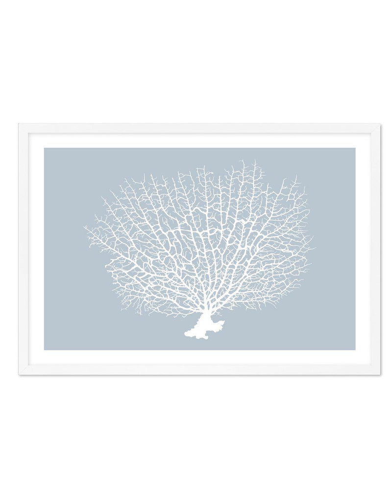 White Coral On Blue Art Print-PRINT-Olive et Oriel-Olive et Oriel-A5 | 5.8" x 8.3" | 14.8 x 21cm-White-With White Border-Buy-Australian-Art-Prints-Online-with-Olive-et-Oriel-Your-Artwork-Specialists-Austrailia-Decorate-With-Coastal-Photo-Wall-Art-Prints-From-Our-Beach-House-Artwork-Collection-Fine-Poster-and-Framed-Artwork