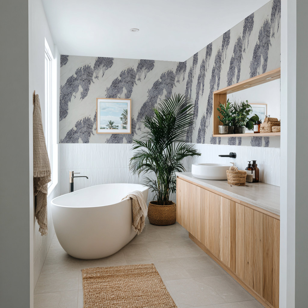 Ocean Tides mural in an Australian bathroom — Kristin mockup