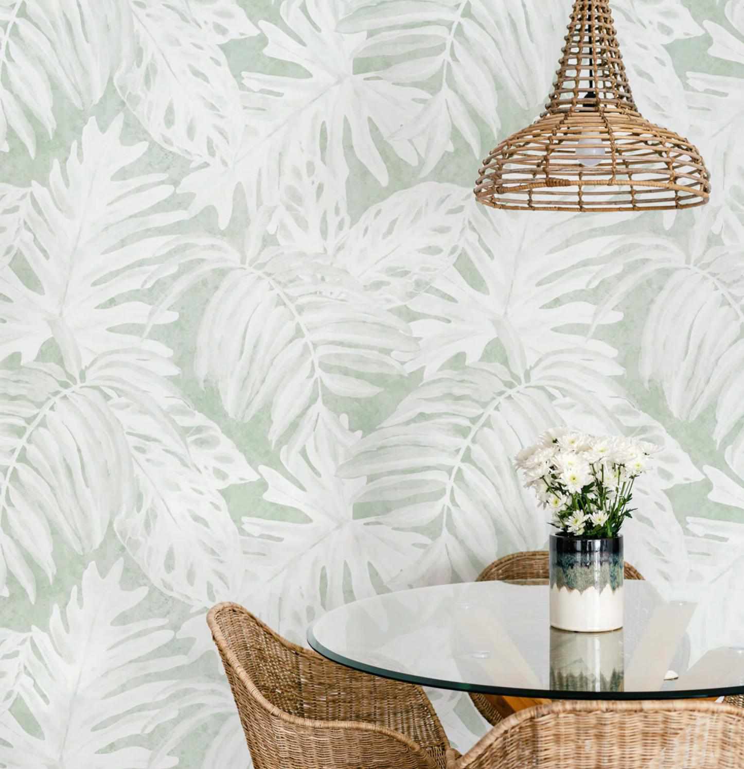 Sage Green Wallpaper - Buy online with Olive et Oriel. Australian removable wallpaper available in linen texture, peel and stick or smooth paste the wall types. Decorate your bedroom wall with sage green wallpaper today!