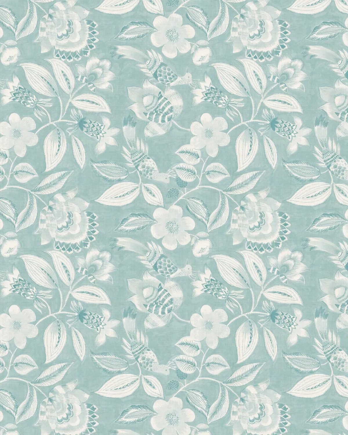 Folklore Light Teal Blue Wallpaper from Olive et Oriel where you can shop wallpaper and artworks online