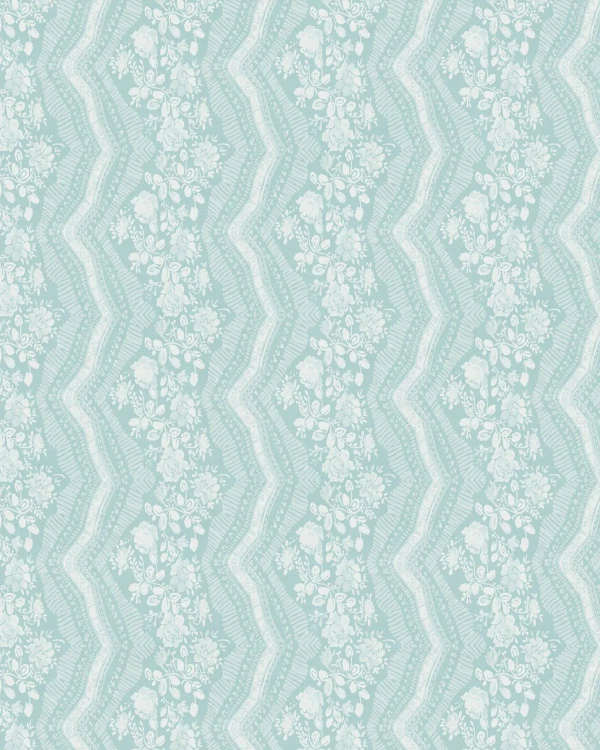 Herringbone Floral Light Teal Blue Wallpaper from Olive et Oriel where you can shop wallpaper and artworks online