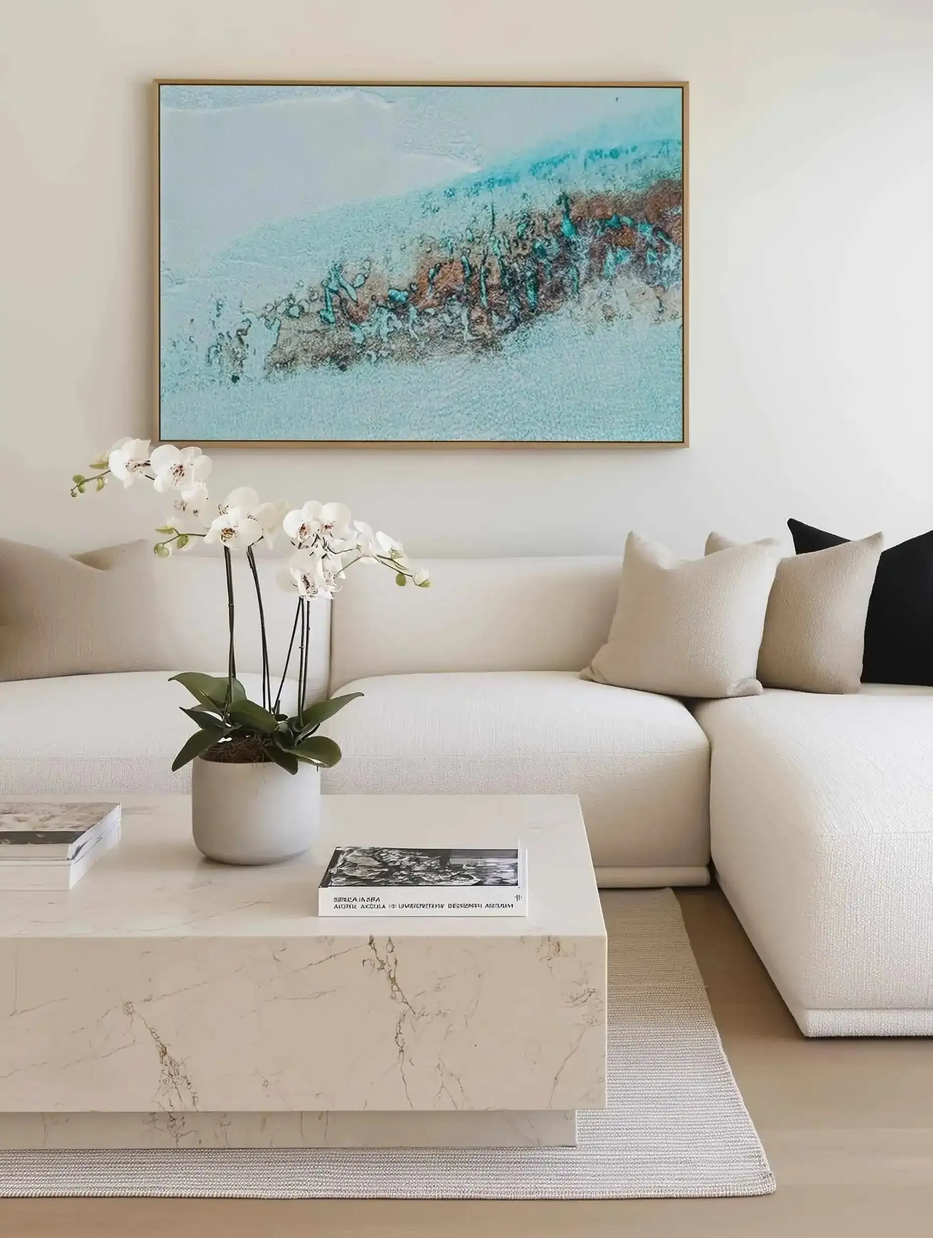 11 Mile Beach, Esperance | Aerial Photo Wall Framed Canvas Art Print from Olive et Oriel where you can shop wallpaper and artworks online