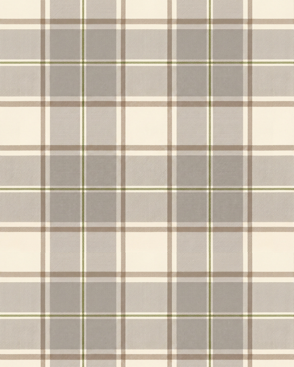 London Tartan in Grey & Olive Wallpaper