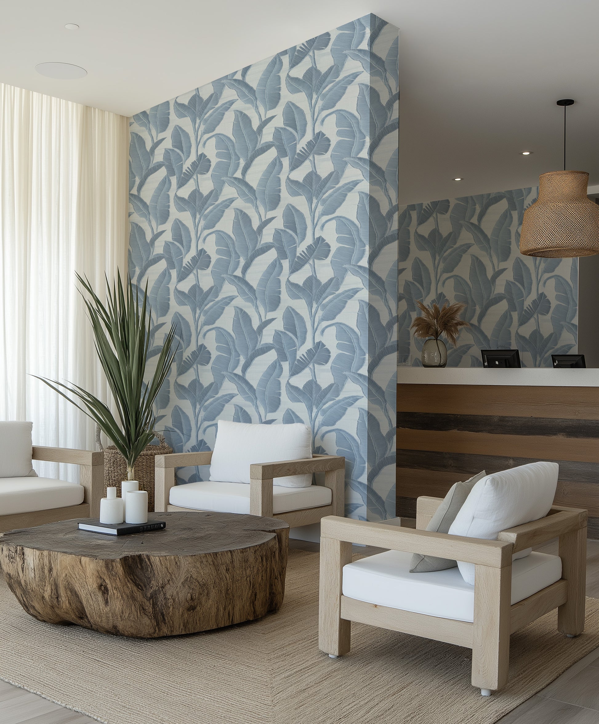 Beach Club Palms Commercial Vinyl Wallpaper from Olive et Oriel where you can shop wallpaper and artworks online