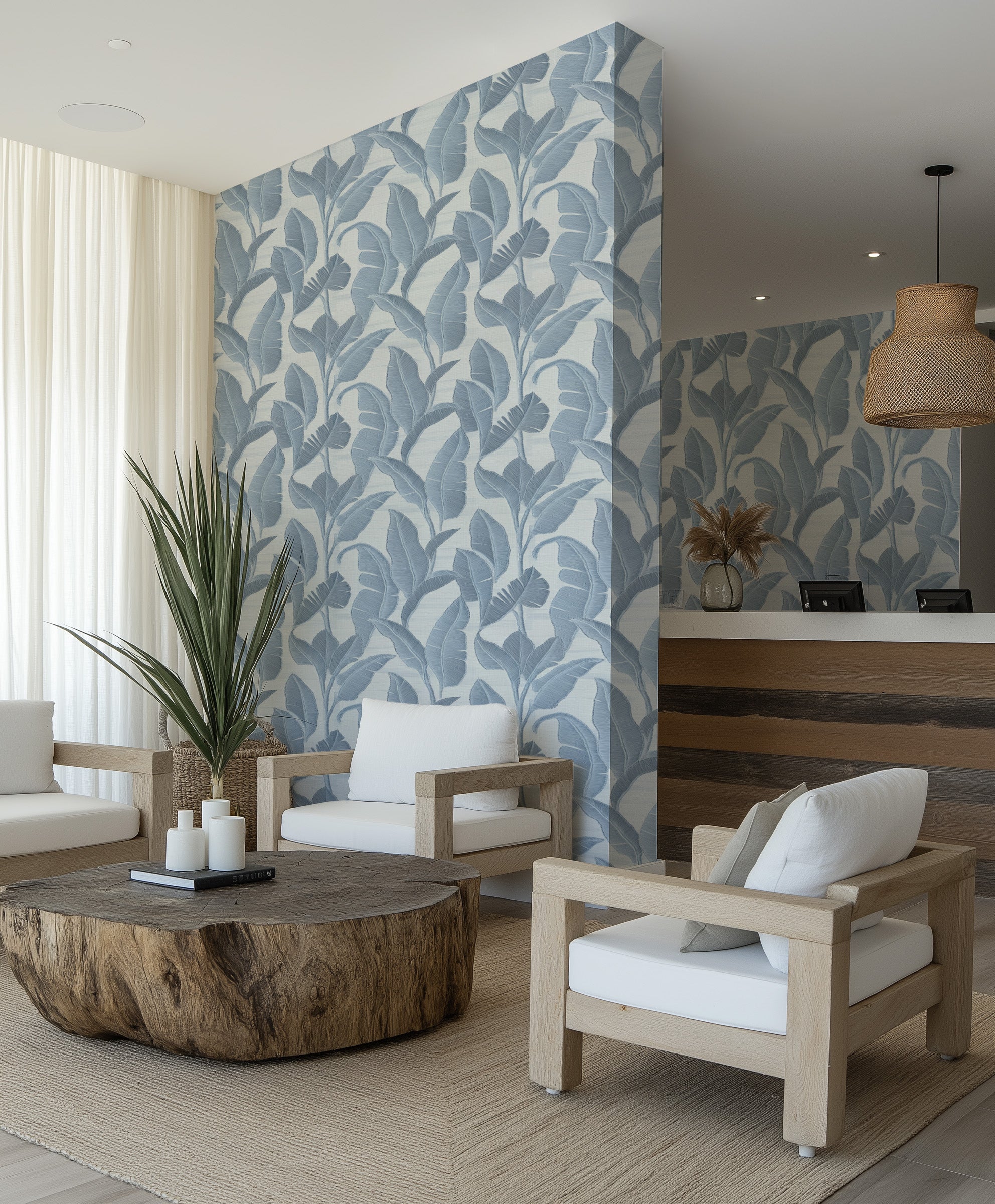 Beach Club Palms Commercial Vinyl Wallpaper from Olive et Oriel where you can shop wallpaper and artworks online