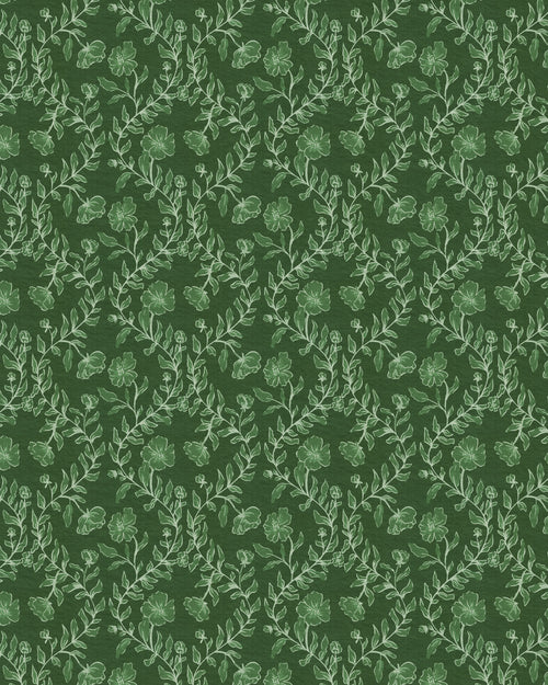 Country Floral Climber Dark Green Wallpaper
