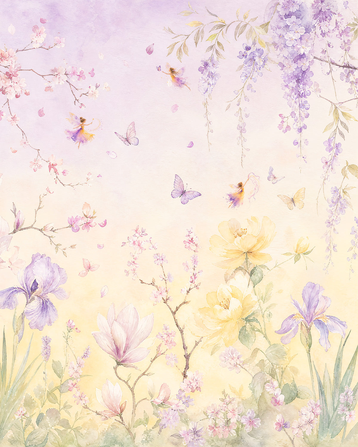 Lavender Silk Fairy Garden Wallpaper Mural