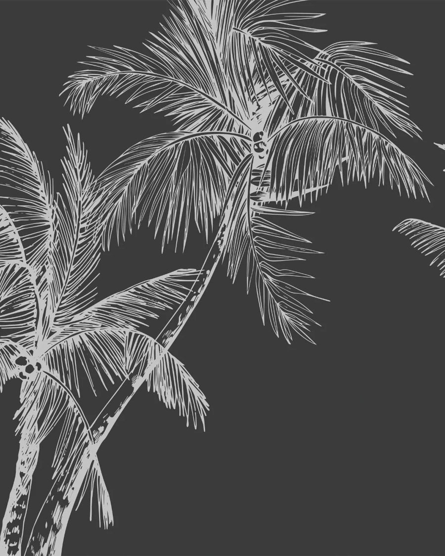 The Palms Black & White Wallpaper from Olive et Oriel where you can shop wallpaper and artworks online