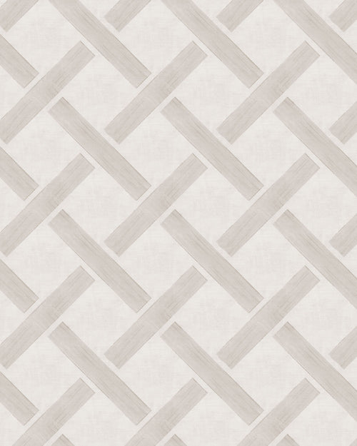 Criss Cross Lattice in Grey Beige Wallpaper