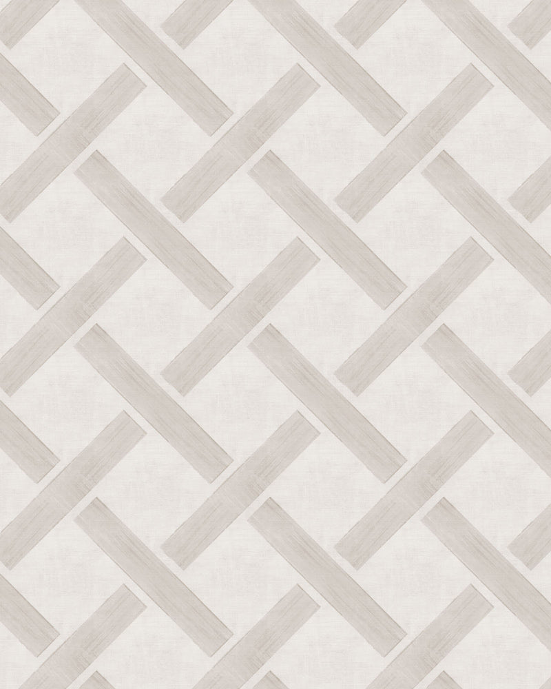 Criss Cross Lattice in Grey Beige Wallpaper