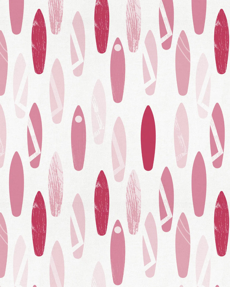 Malibu Surfboards in Pink Wallpaper from Olive et Oriel where you can shop wallpaper and artworks online