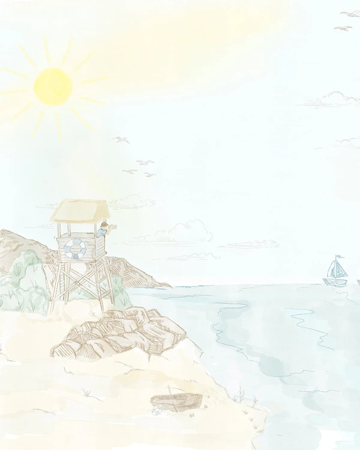 Beach Days Wallpaper Mural from Olive et Oriel where you can shop wallpaper and artworks online