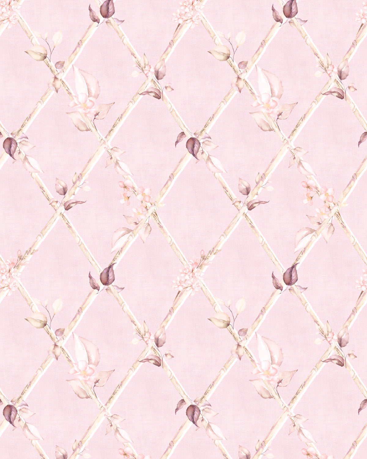 Bamboo Florals in Country Pink Wallpaper