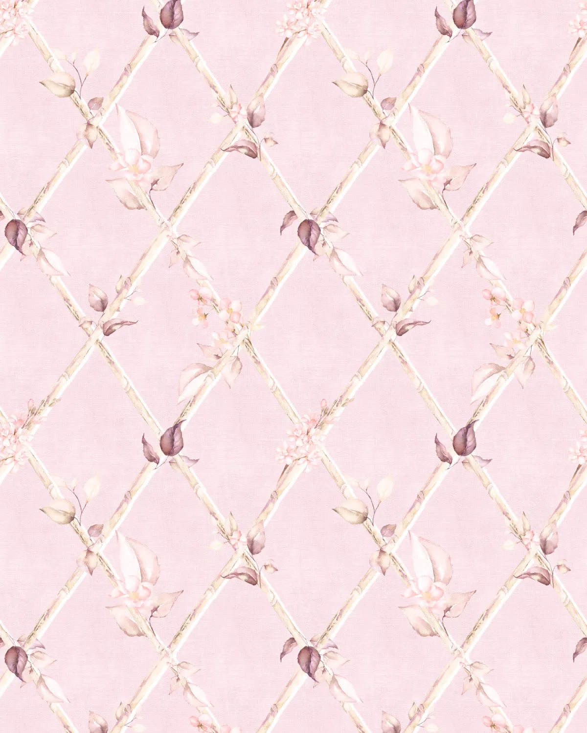 Bamboo Florals in Country Pink Wallpaper from Olive et Oriel where you can shop wallpaper and artworks online