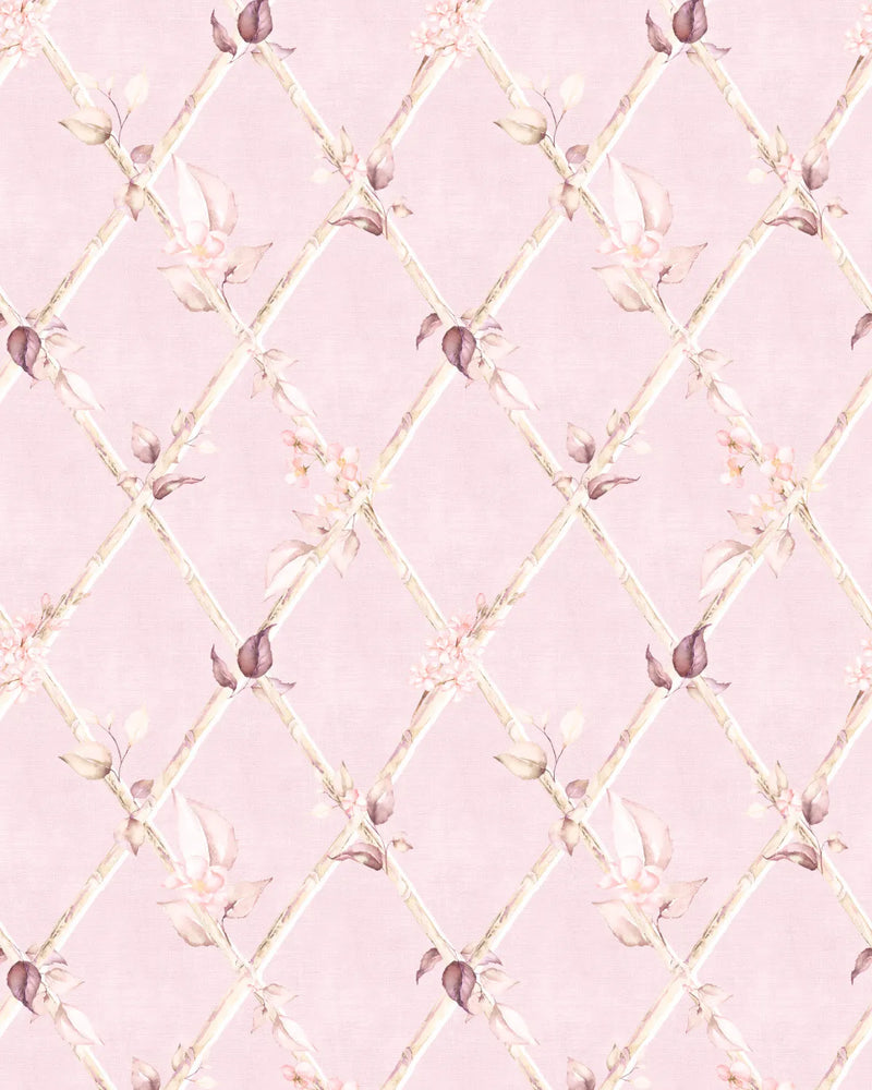 Bamboo Florals in Country Pink Wallpaper from Olive et Oriel where you can shop wallpaper and artworks online