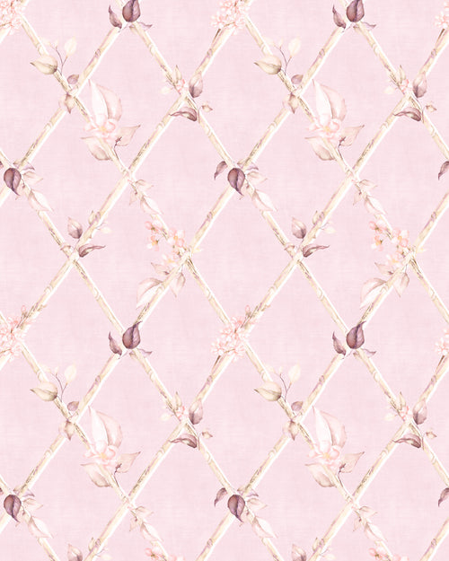 Bamboo Florals in Country Pink Wallpaper