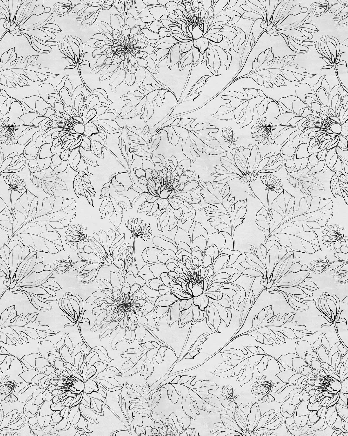 Floral Climb Black & White Wallpaper from Olive et Oriel where you can shop wallpaper and artworks online