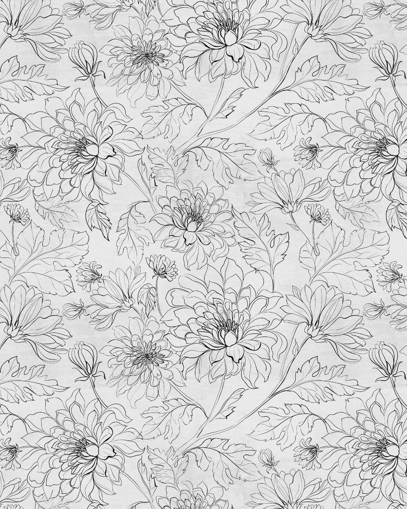 Belgique Tapestry Collection - Floral pattern on black background