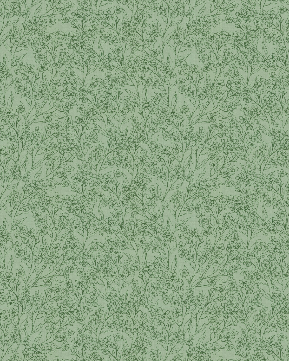 Prairie Floral Dark Green Wallpaper