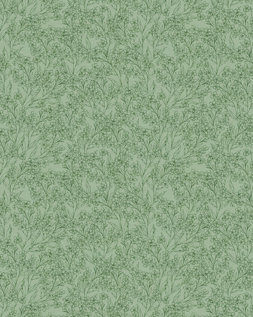 Prairie Floral Dark Green Wallpaper