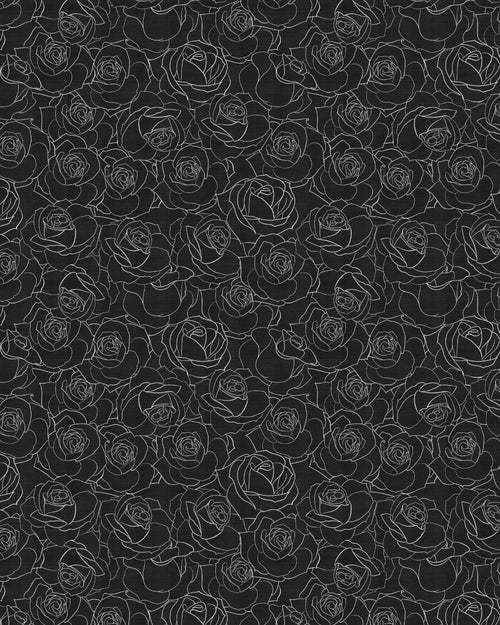 Rose Bush Black & White Wallpaper