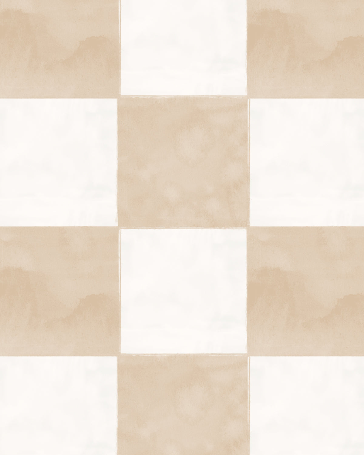 Large Watercolour Check Beige Wallpaper