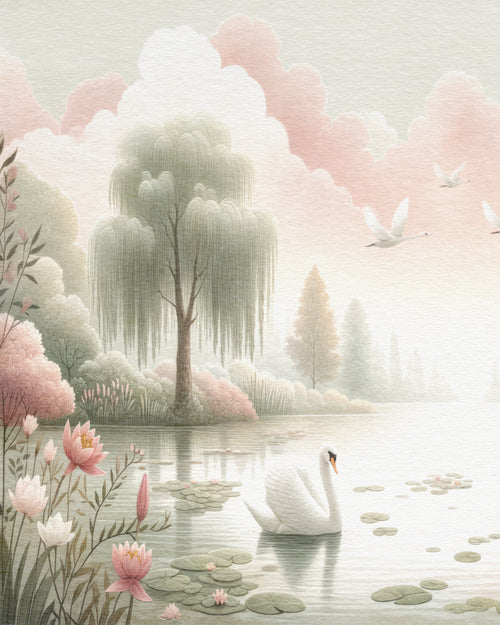 Swan Princess Paradise Wallpaper Mural