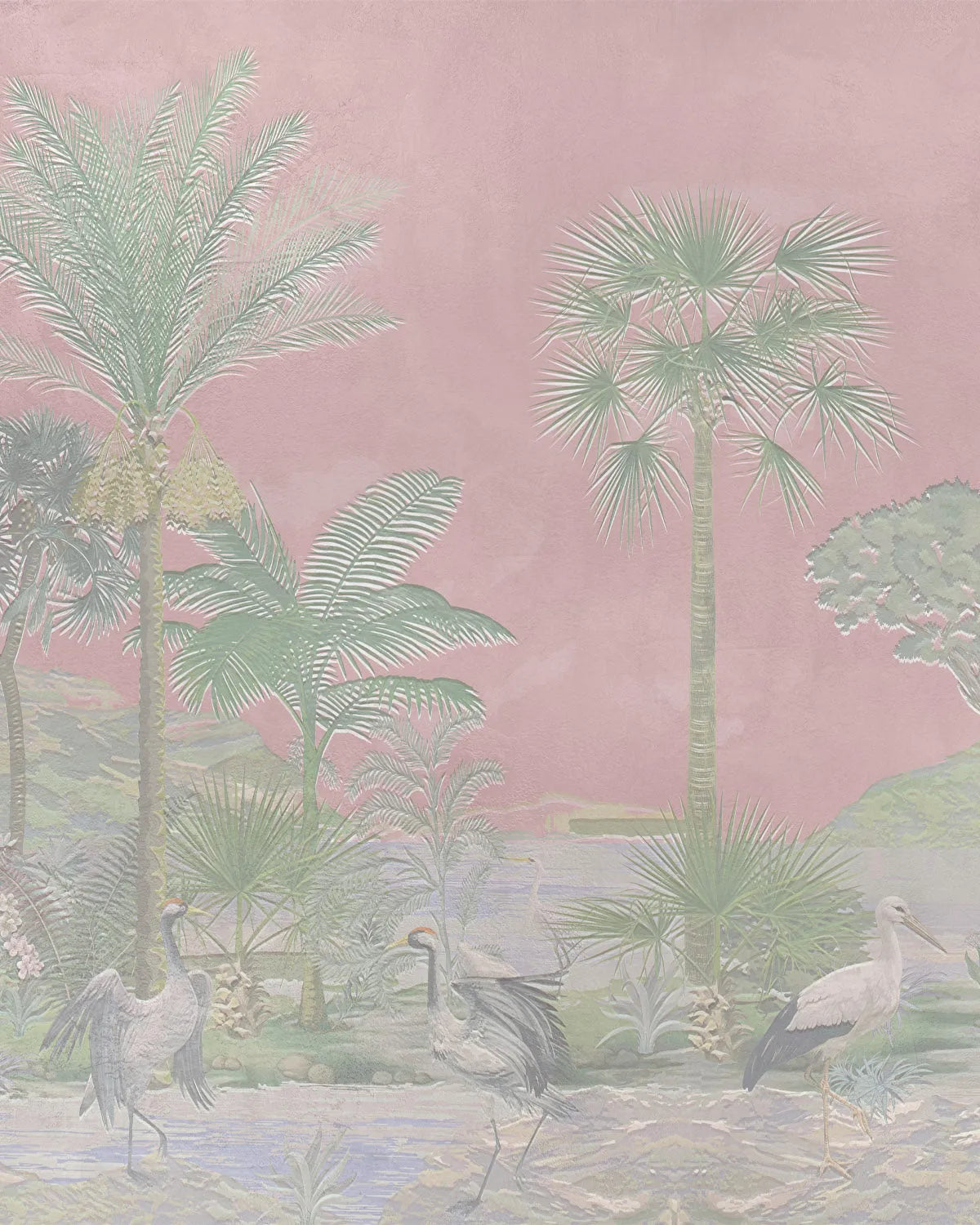 Vintage Chinoiserie Luxe in Pink Skies Wallpaper from Olive et Oriel where you can shop wallpaper and artworks online