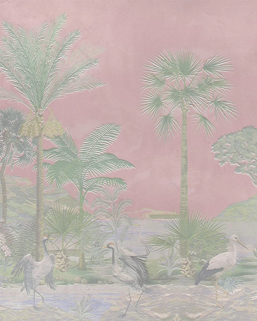 Vintage Chinoiserie Luxe in Pink Skies Wallpaper chinoiserie wallpaper — Olive et Oriel