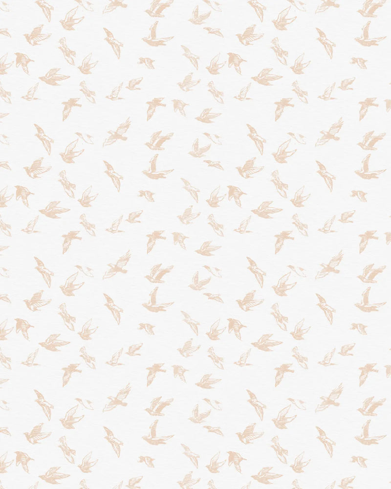 Birds of a Feather in Soft Beige Wallpaper from Olive et Oriel where you can shop wallpaper and artworks online