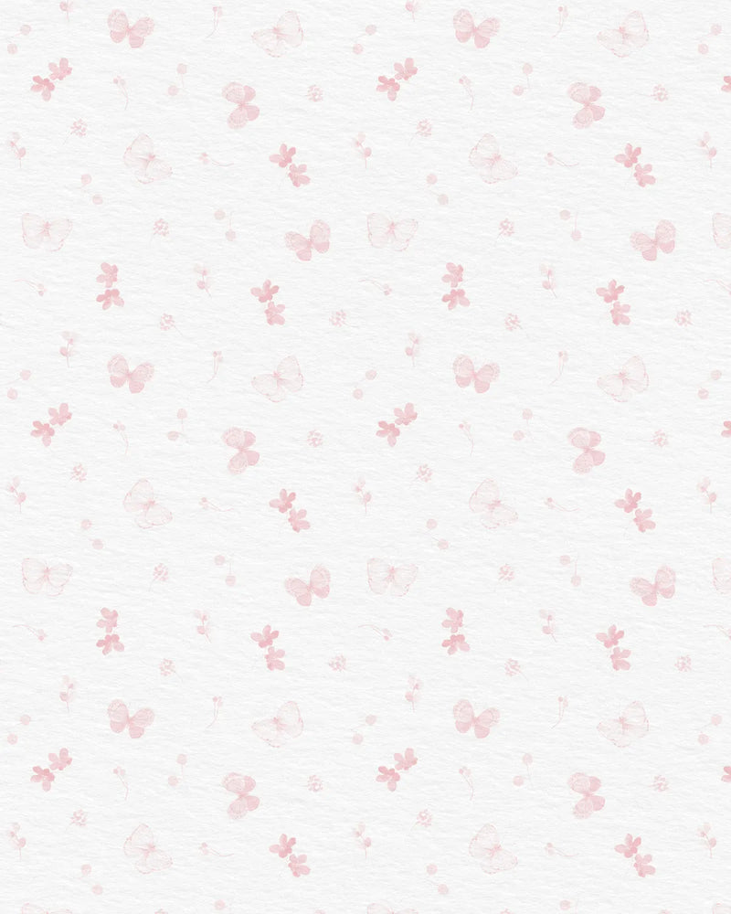 Sweet Butterflies in Soft Pink Wallpaper from Olive et Oriel where you can shop wallpaper and artworks online