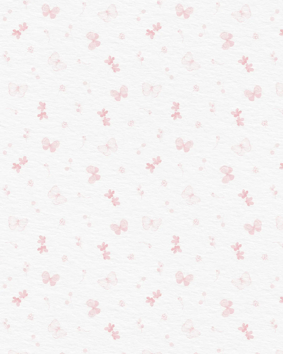 Sweet Butterflies in Soft Pink Wallpaper from Olive et Oriel where you can shop wallpaper and artworks online