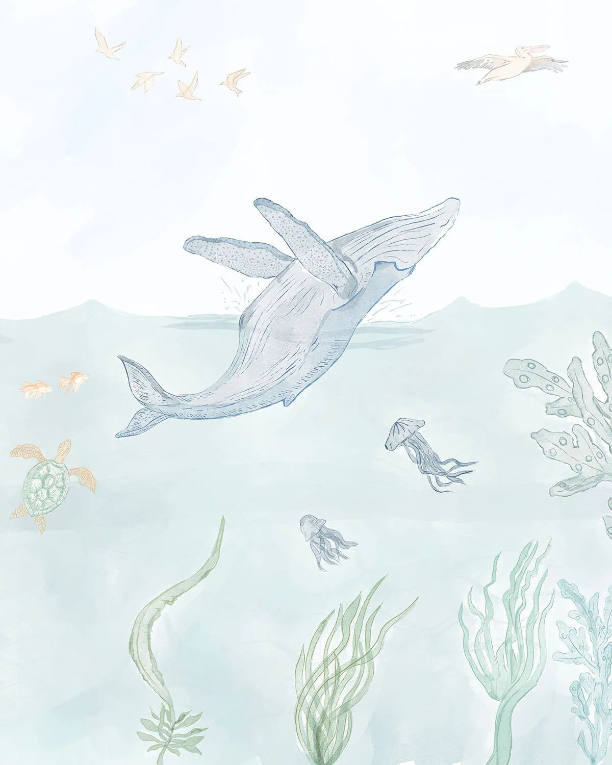 Ocean Friends Wallpaper Mural from Olive et Oriel where you can shop wallpaper and artworks online
