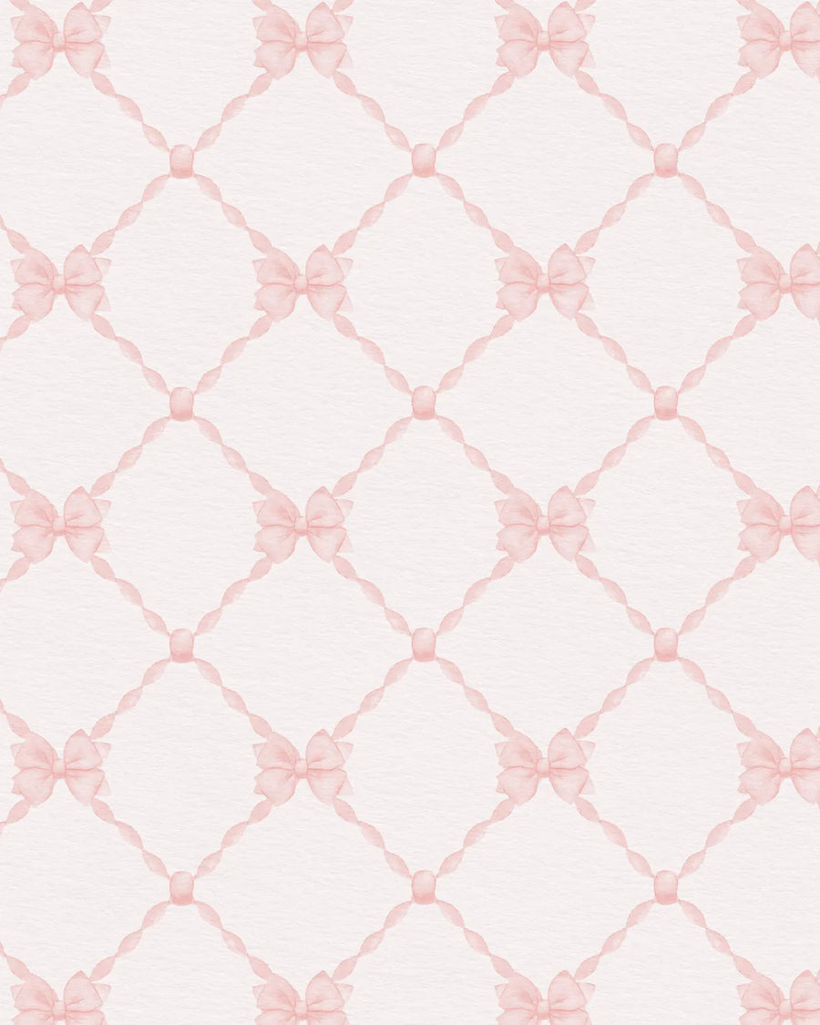 Sweet Trellis Bows Wallpaper from Olive et Oriel where you can shop wallpaper and artworks online
