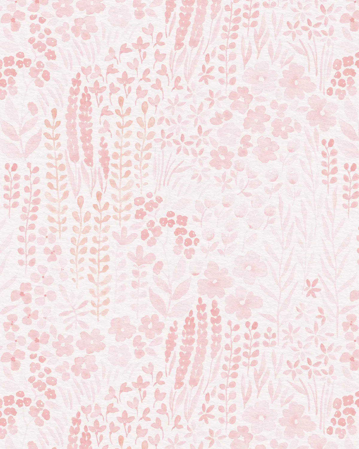 Petite Watercolour Flowers in Soft Pink Wallpaper from Olive et Oriel where you can shop wallpaper and artworks online