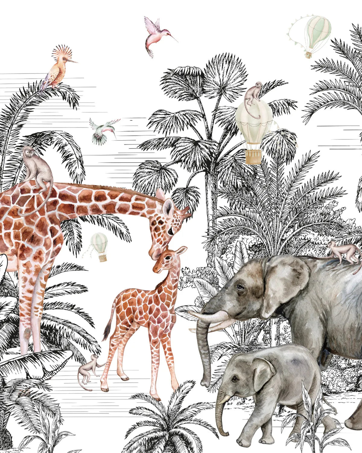 Jungle Safari Wallpaper Mural from Olive et Oriel where you can shop wallpaper and artworks online