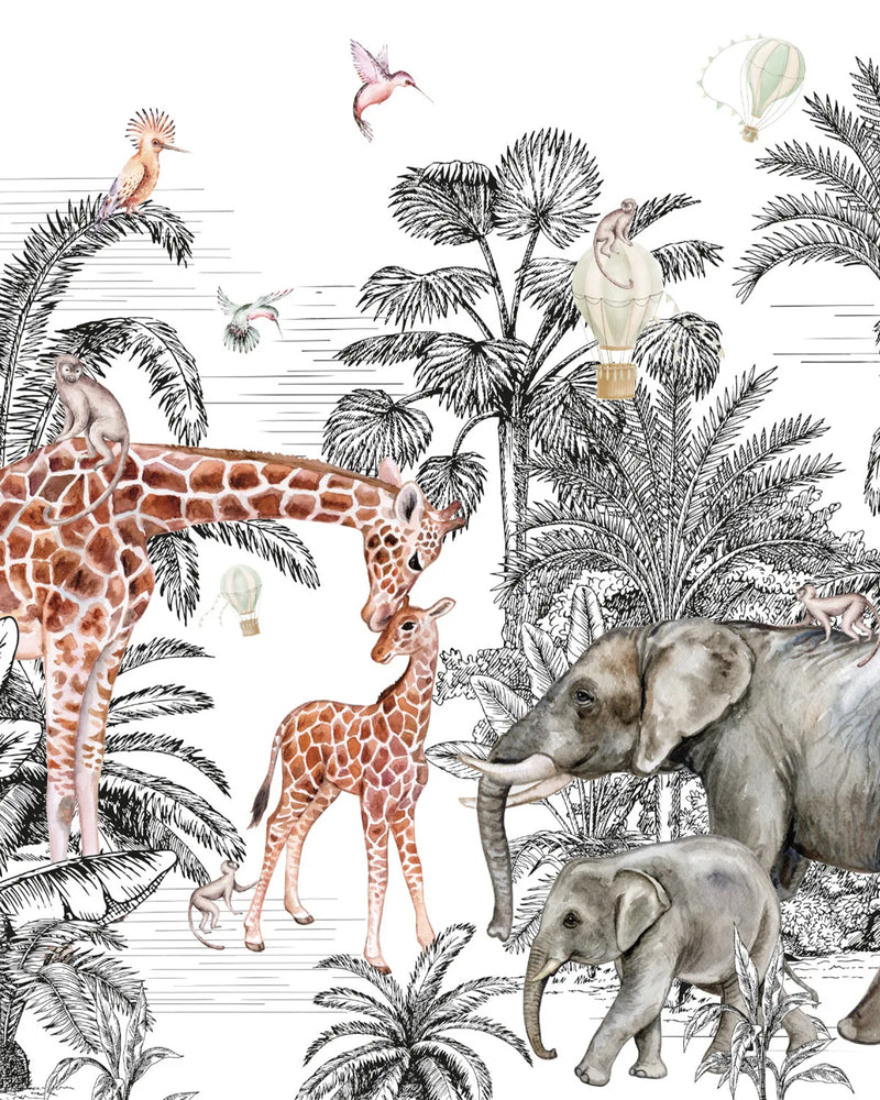Jungle Safari Wallpaper Mural from Olive et Oriel where you can shop wallpaper and artworks online