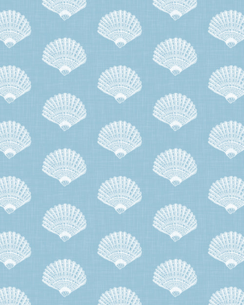 Coastal Shell Luxe in Ocean Blue Wallpaper