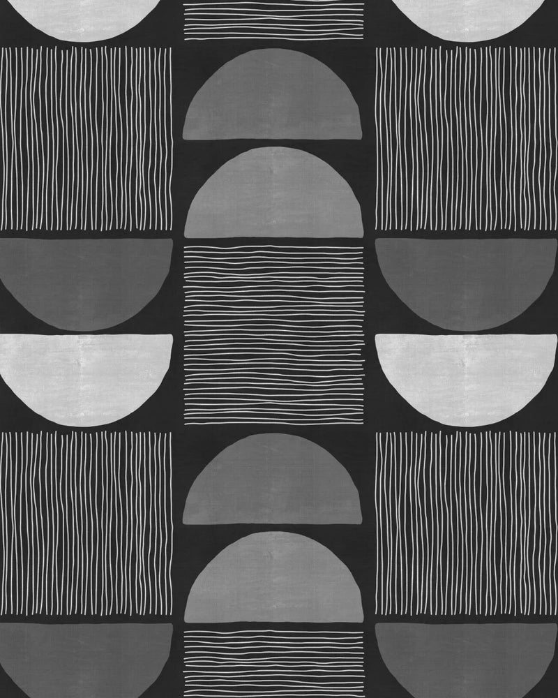 Luxe Arch & Dash Black & White Wallpaper from Olive et Oriel where you can shop wallpaper and artworks online