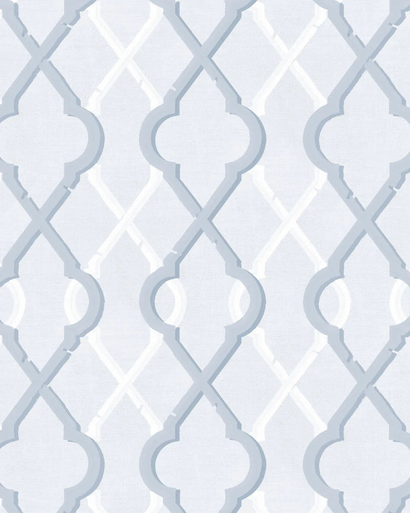Painted Lattice in Coastal Blue Wallpaper from Olive et Oriel where you can shop wallpaper and artworks online
